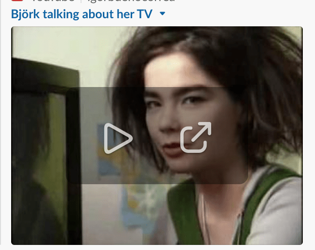 screenshot of video of bjork talking about her TV