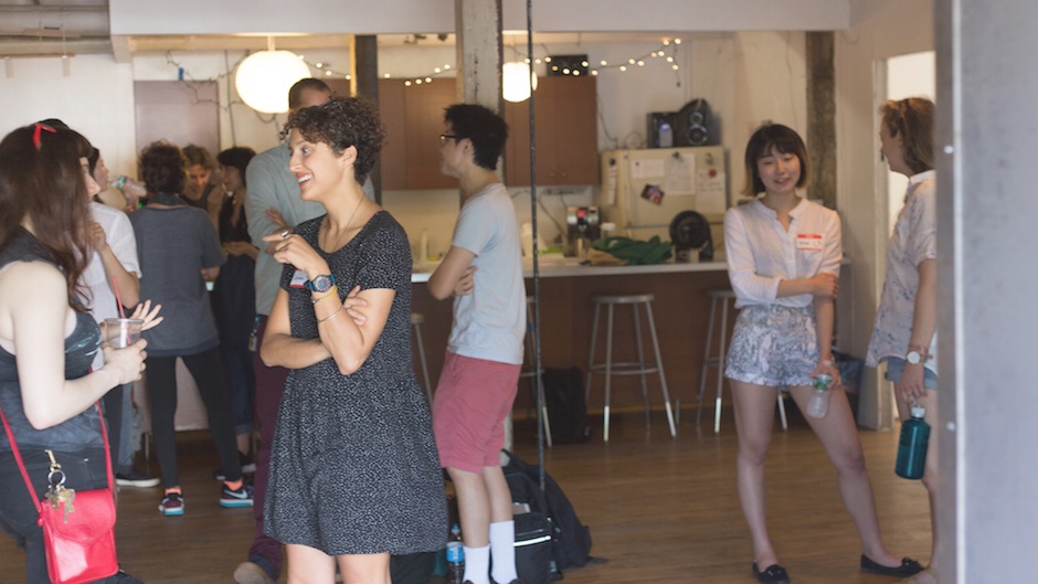 people chatting in the sfpc space