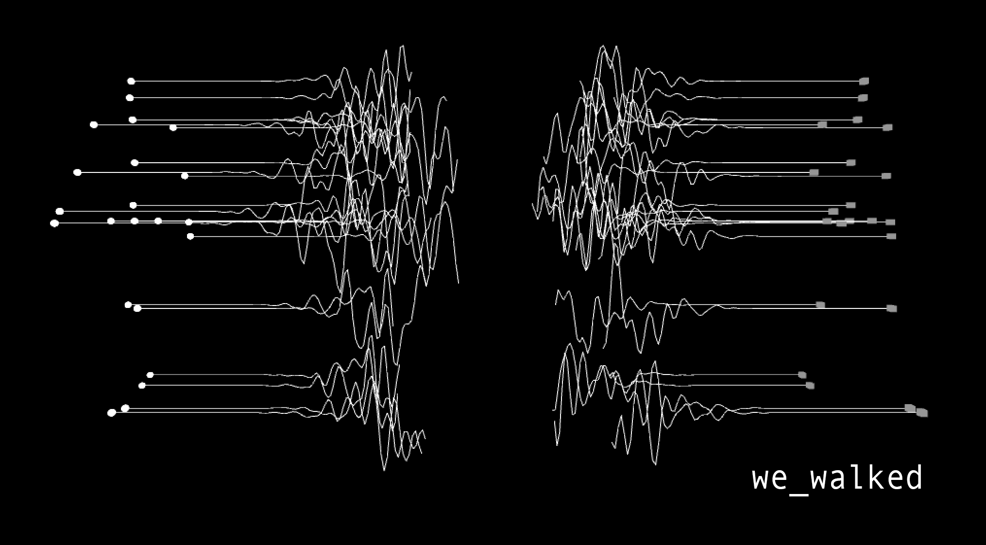 Carmen Aguilar y Wedge's artwork, oscillating lines connected to dots