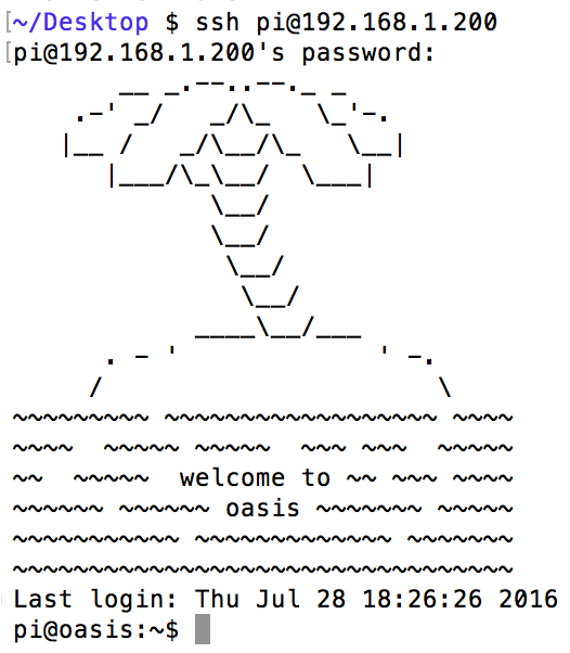 Max Fowler's banner, terminal window with ASCII oasis graphic