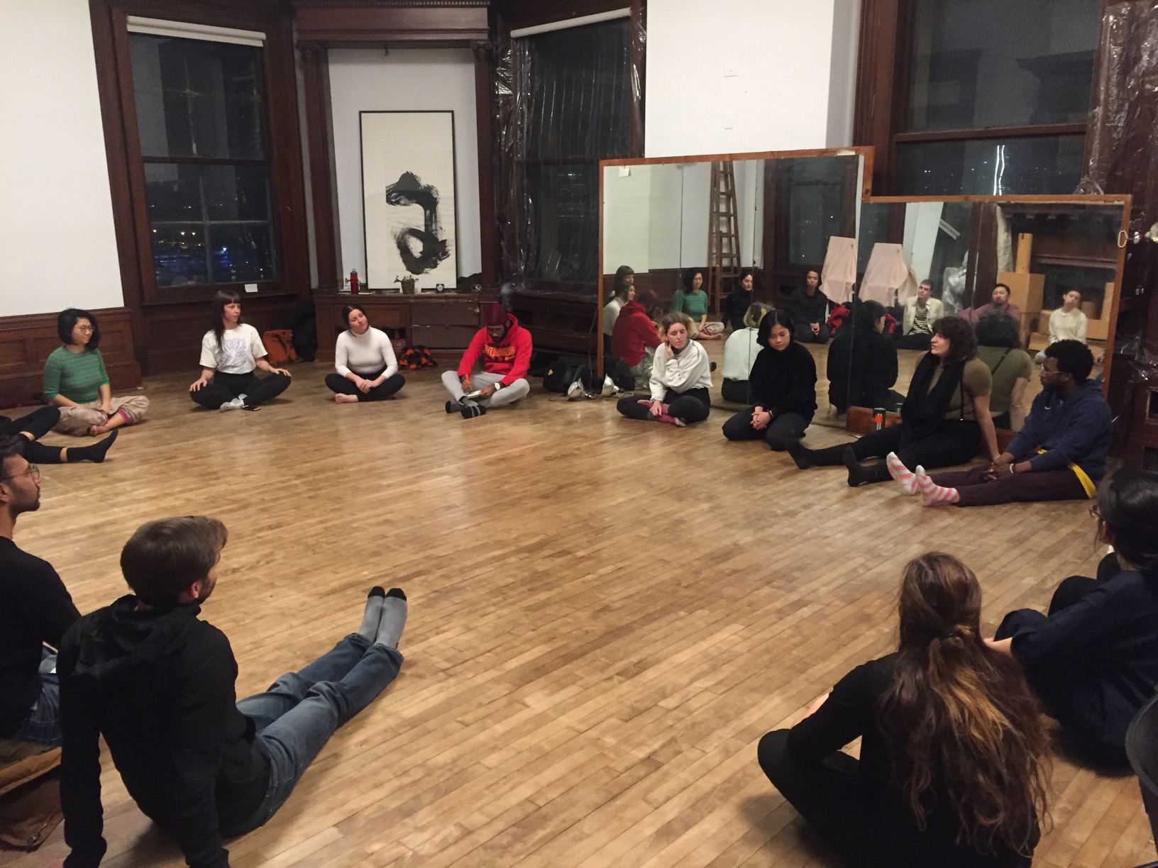 "Sitting in a circle before our first workshop"