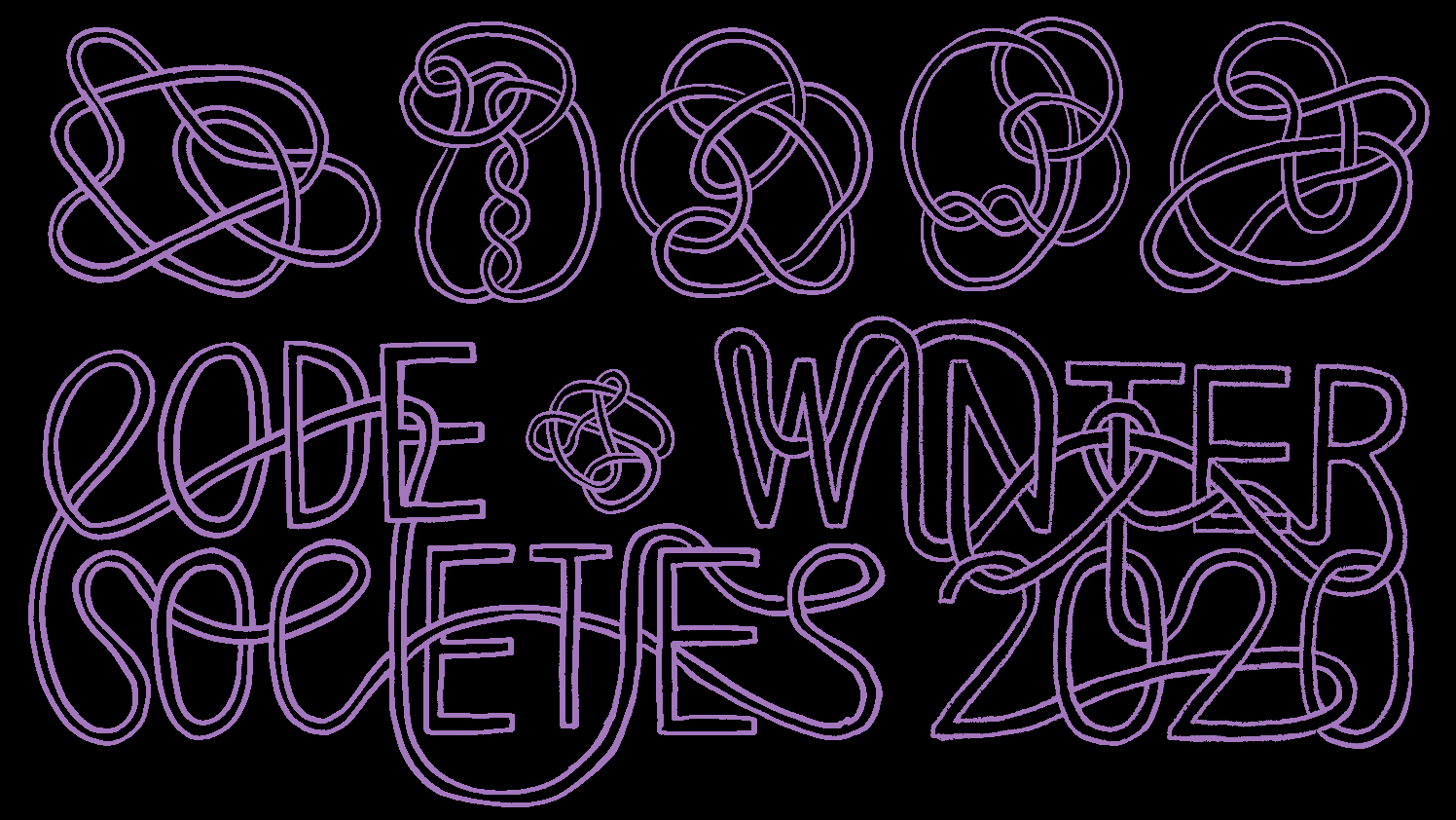 Code Societies Winter 2020 logo with long connected ropey letters