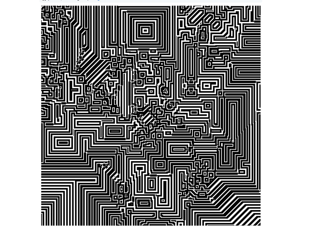 generative digital artwork, black and white maze-like